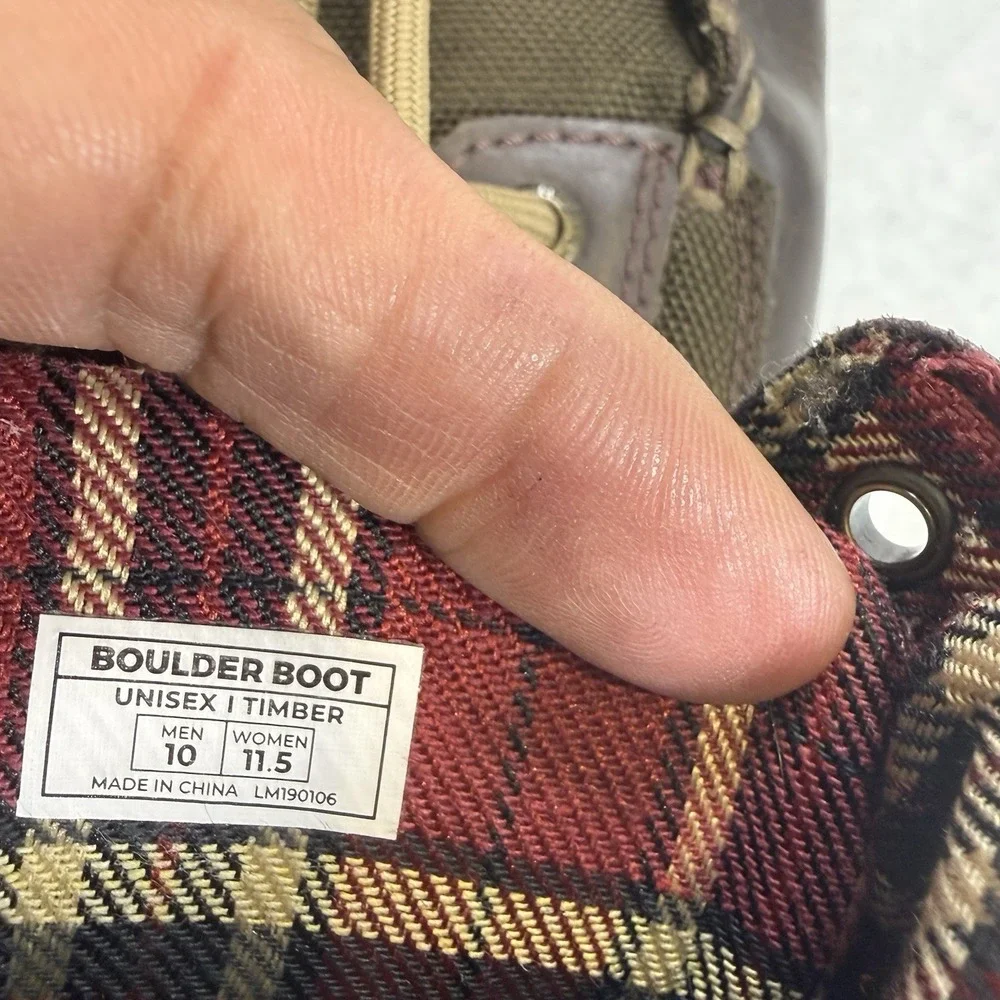 LEMS Boulder Boot Timber Mens 10 Womens 11.5 Zero Drop Barefoot Plaid LM190106